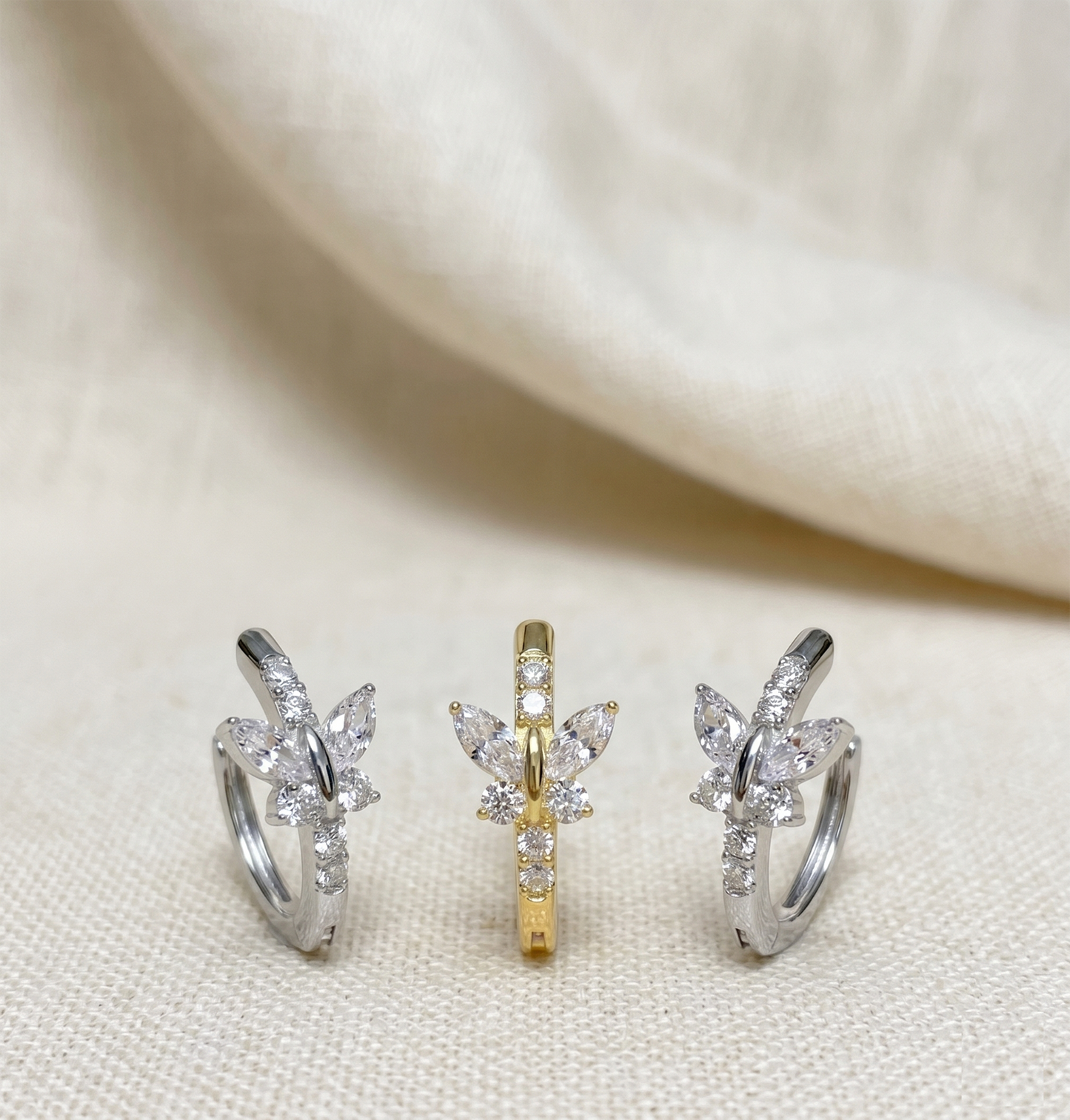 Butterfly CZ Hinged Belly Button Ring 14G