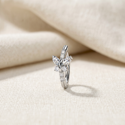 Butterfly CZ Hinged Belly Button Ring 14G