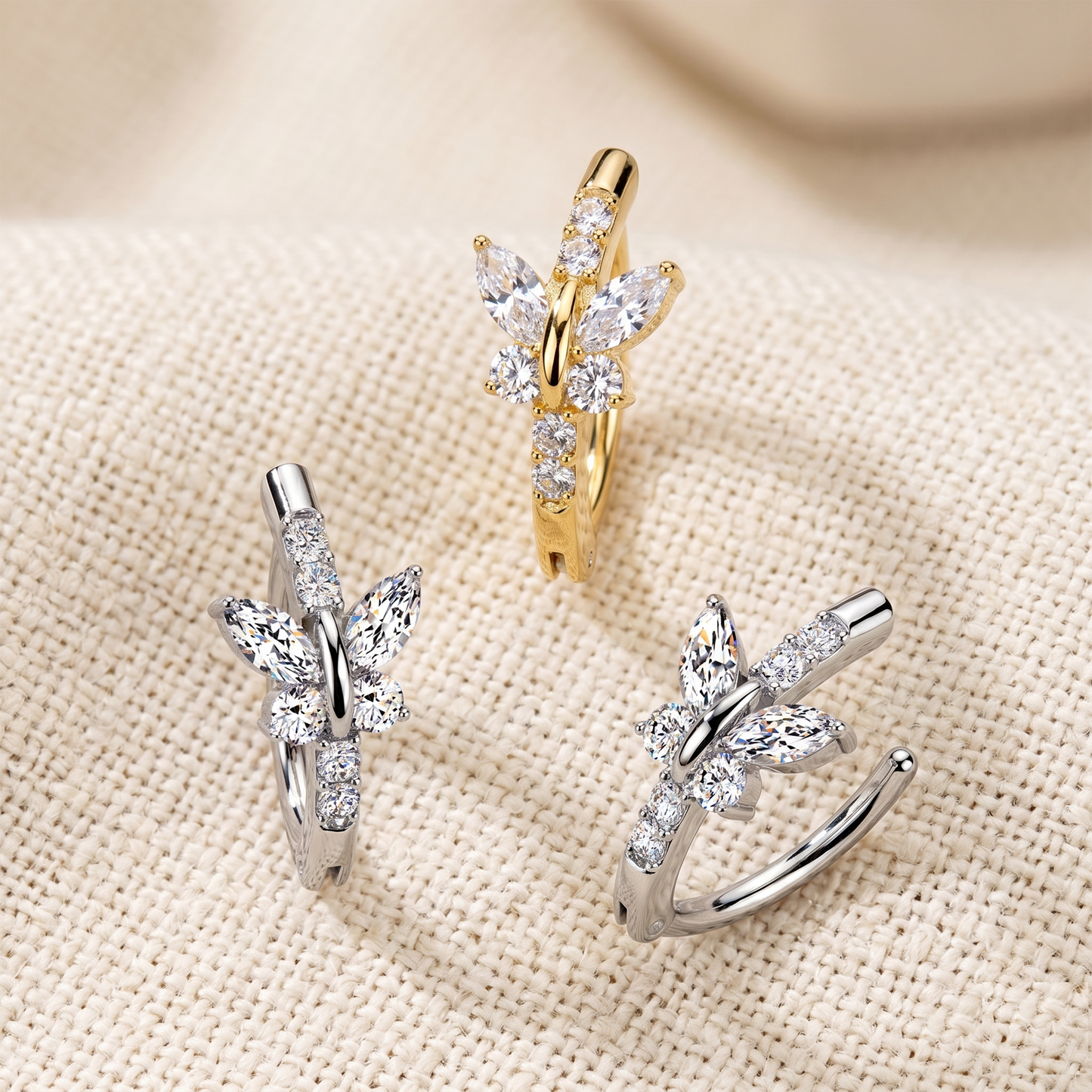 Butterfly CZ Hinged Belly Button Ring 14G
