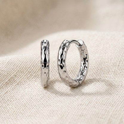 Surgical Steel Hammered Hoop Earrings 18G