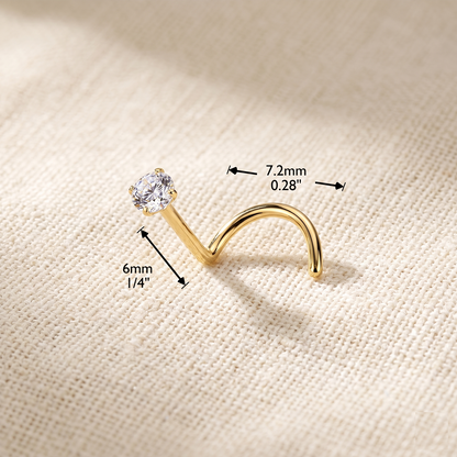 24K Gold Titanium Nose Screw Ring Moissanite Stone