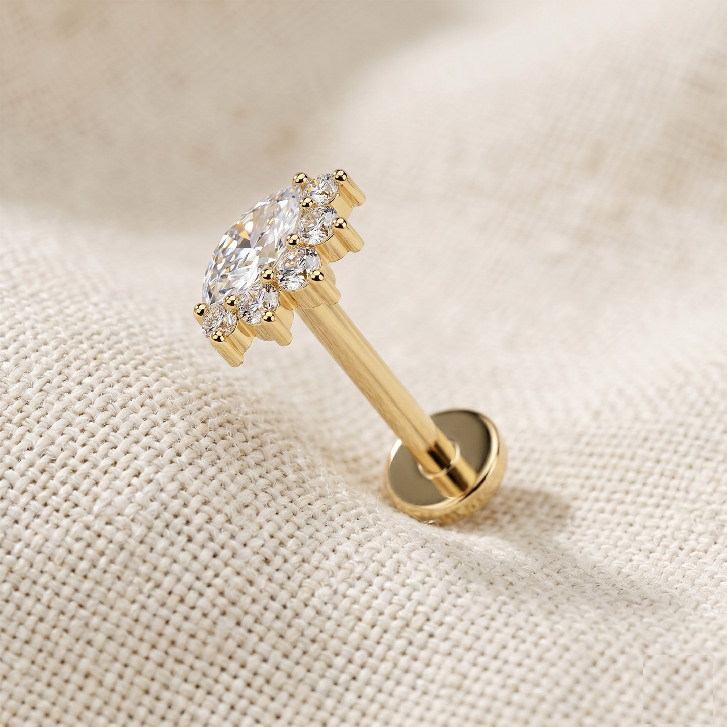 Titanium Threadless Marquise CZ Cluster Stud