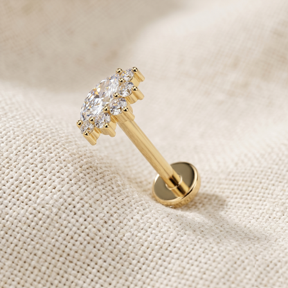 Titanium Threadless Marquise CZ Cluster Stud