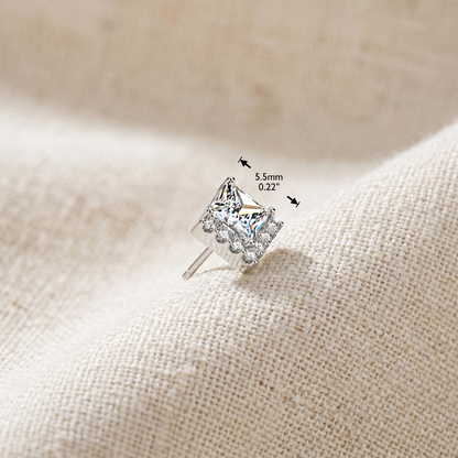 Titanium Square Pave CZ Threadless Stud