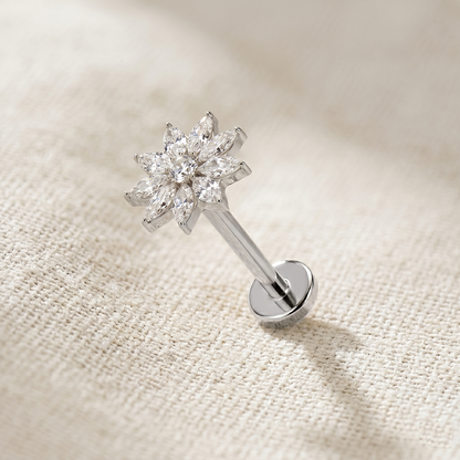 Titanium CZ Petals Flower Threadless Stud