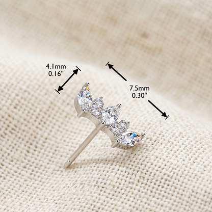 Titanium Marquise & Round CZ Fan Threadless Stud