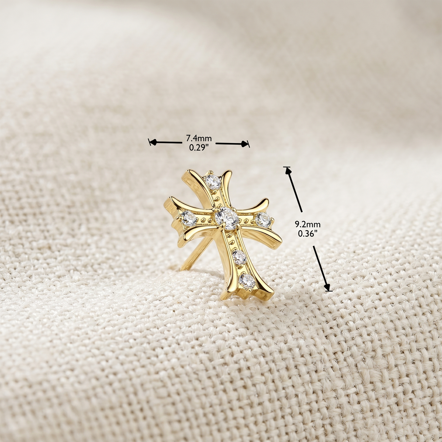Titanium Threadless CZ Celtic Cross Labret Stud