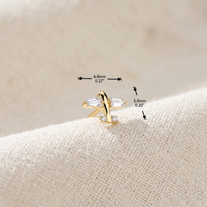 Titanium Threadless CZ Airplane Labret Stud