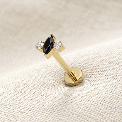 Titanium Threadless Marquise CZ Trio Labret Stud