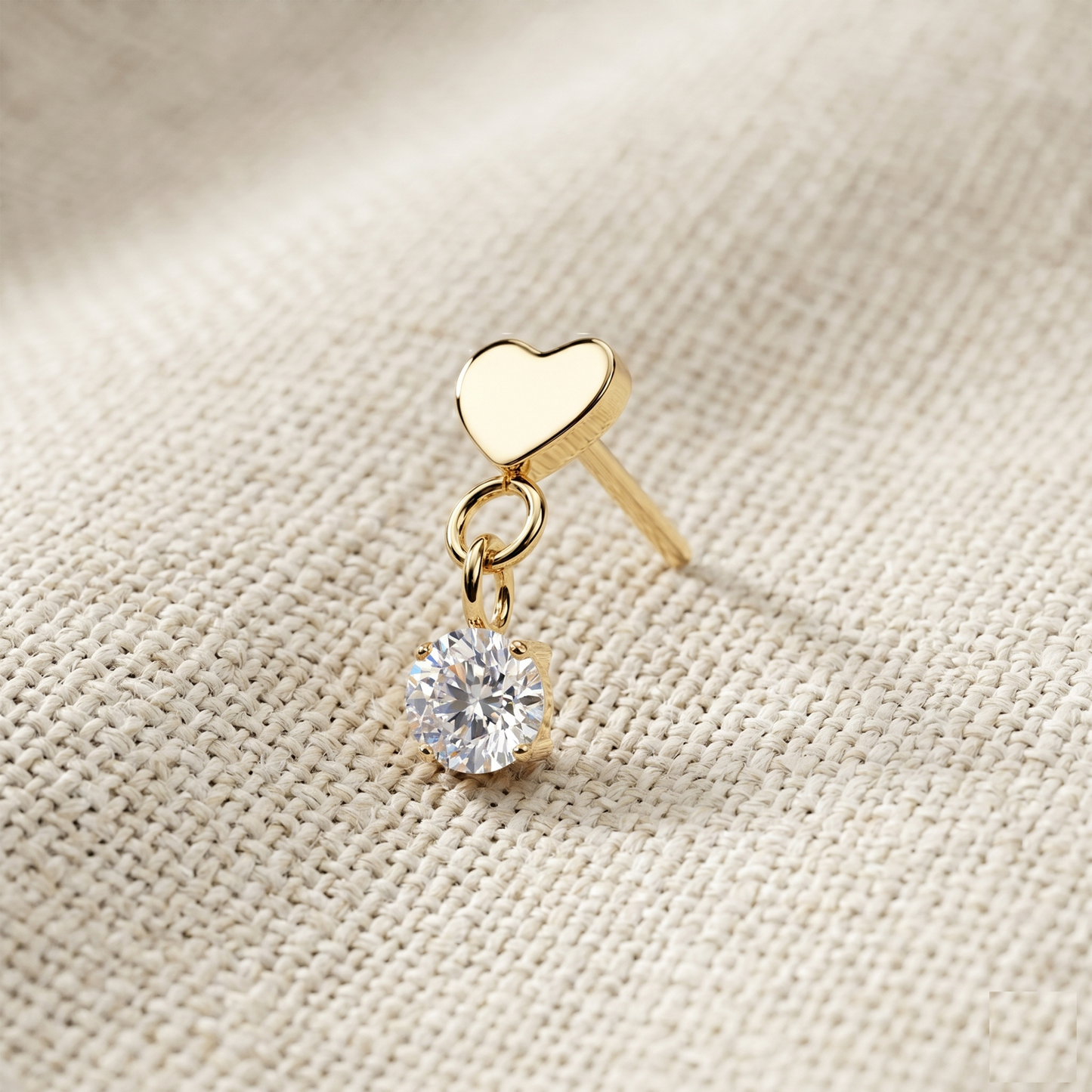 Titanium Heart CZ Dangle Threadless Top