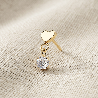 Titanium Heart CZ Dangle Threadless Top