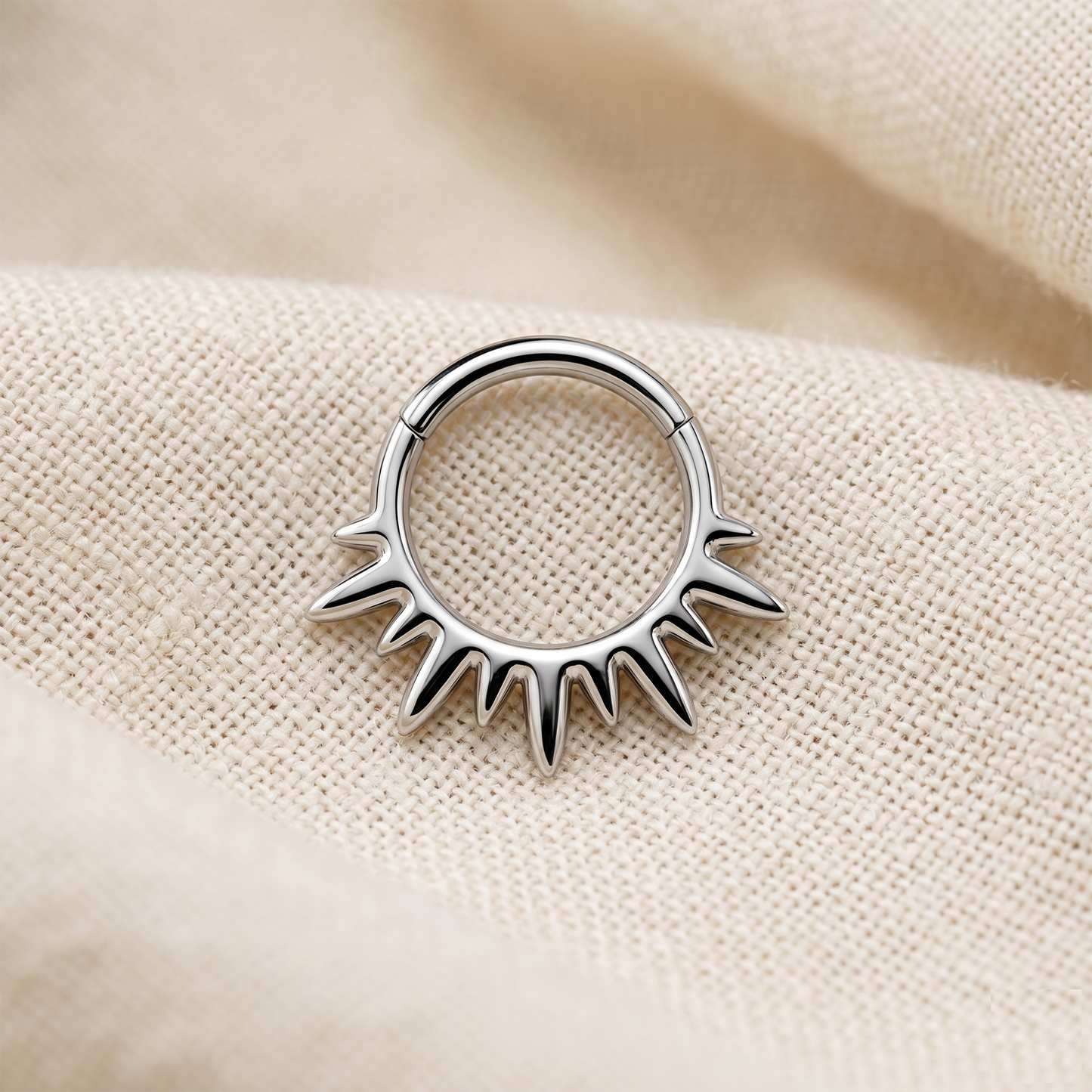 Titanium Spike Hinged Segment Hoop Ring 16G