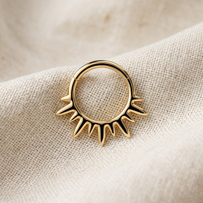 Titanium Spike Hinged Segment Hoop Ring 16G