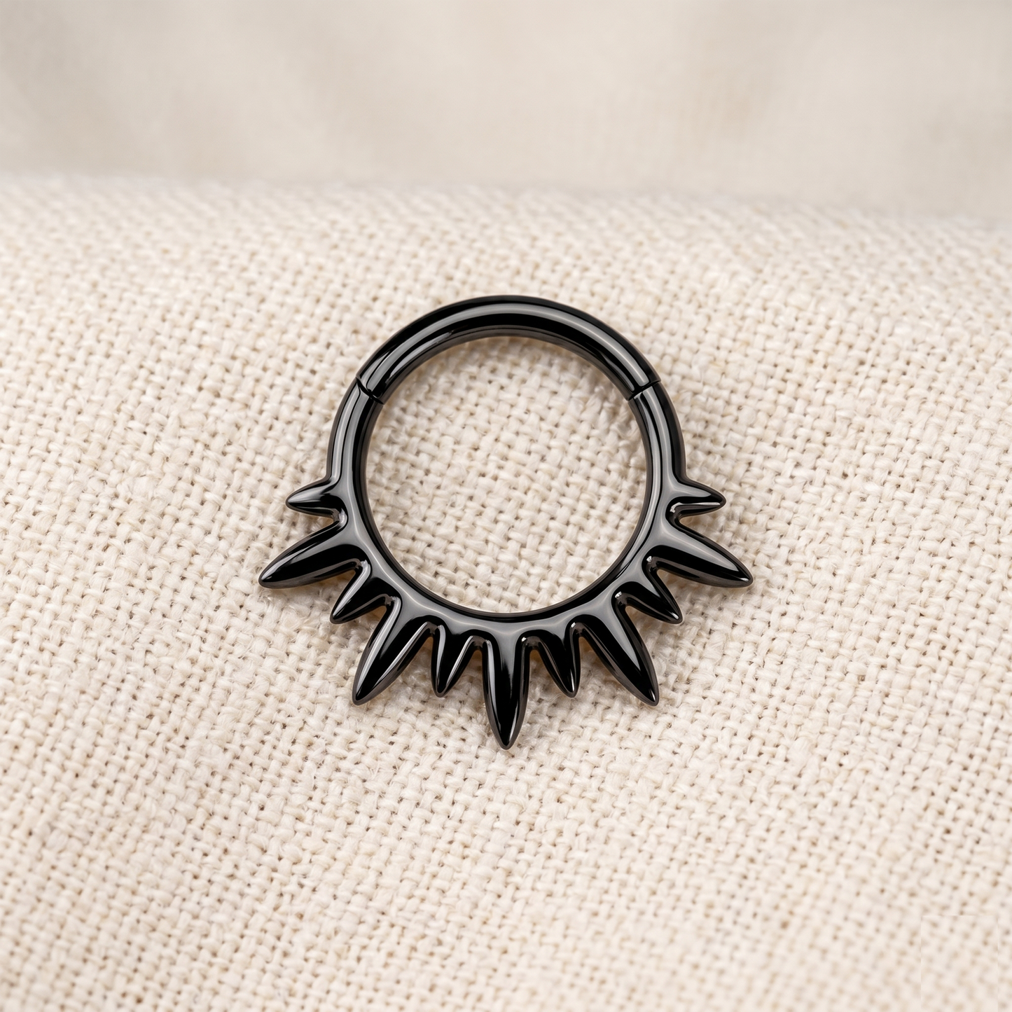 Titanium Spike Hinged Segment Hoop Ring 16G