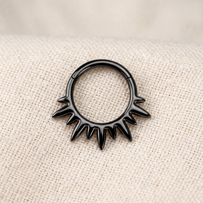 Titanium Spike Hinged Segment Hoop Ring 16G