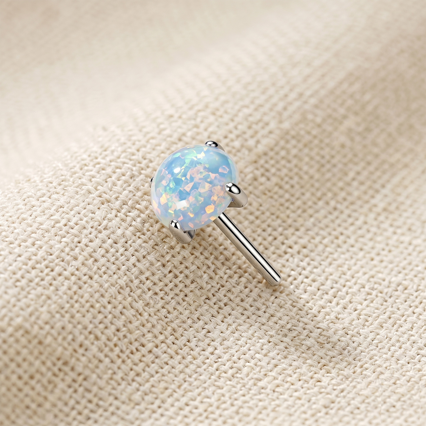 Titanium Prong Set Opal Threadless Top