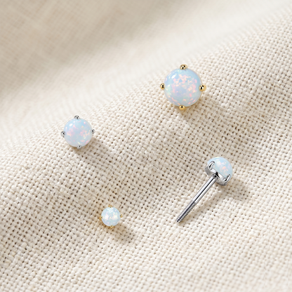 Titanium Prong Set Opal Threadless Top