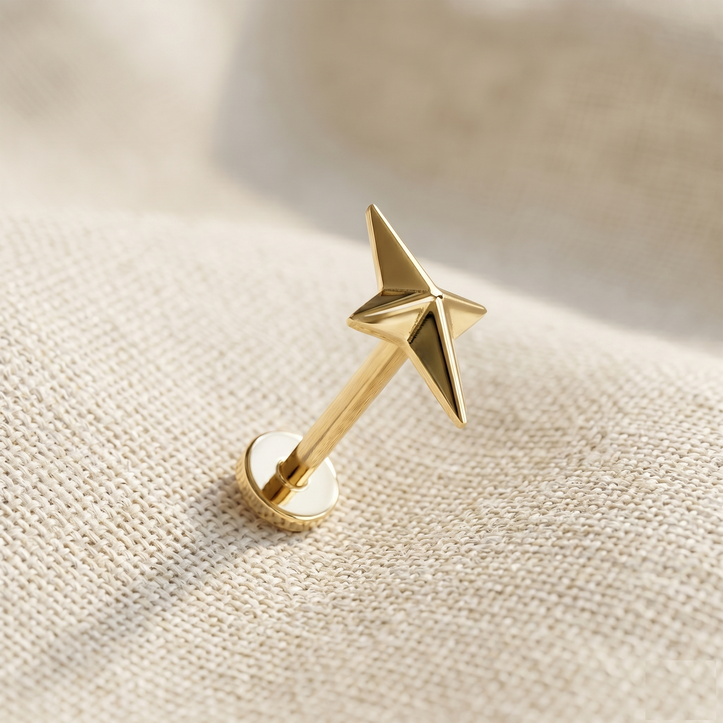 Titanium North Star Cross Threadless Flat Back Stud