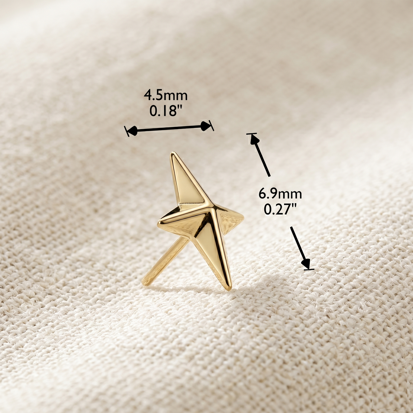Titanium North Star Cross Threadless Flat Back Stud
