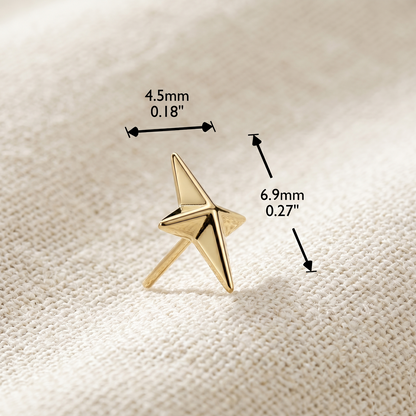 Titanium North Star Cross Threadless Flat Back Stud