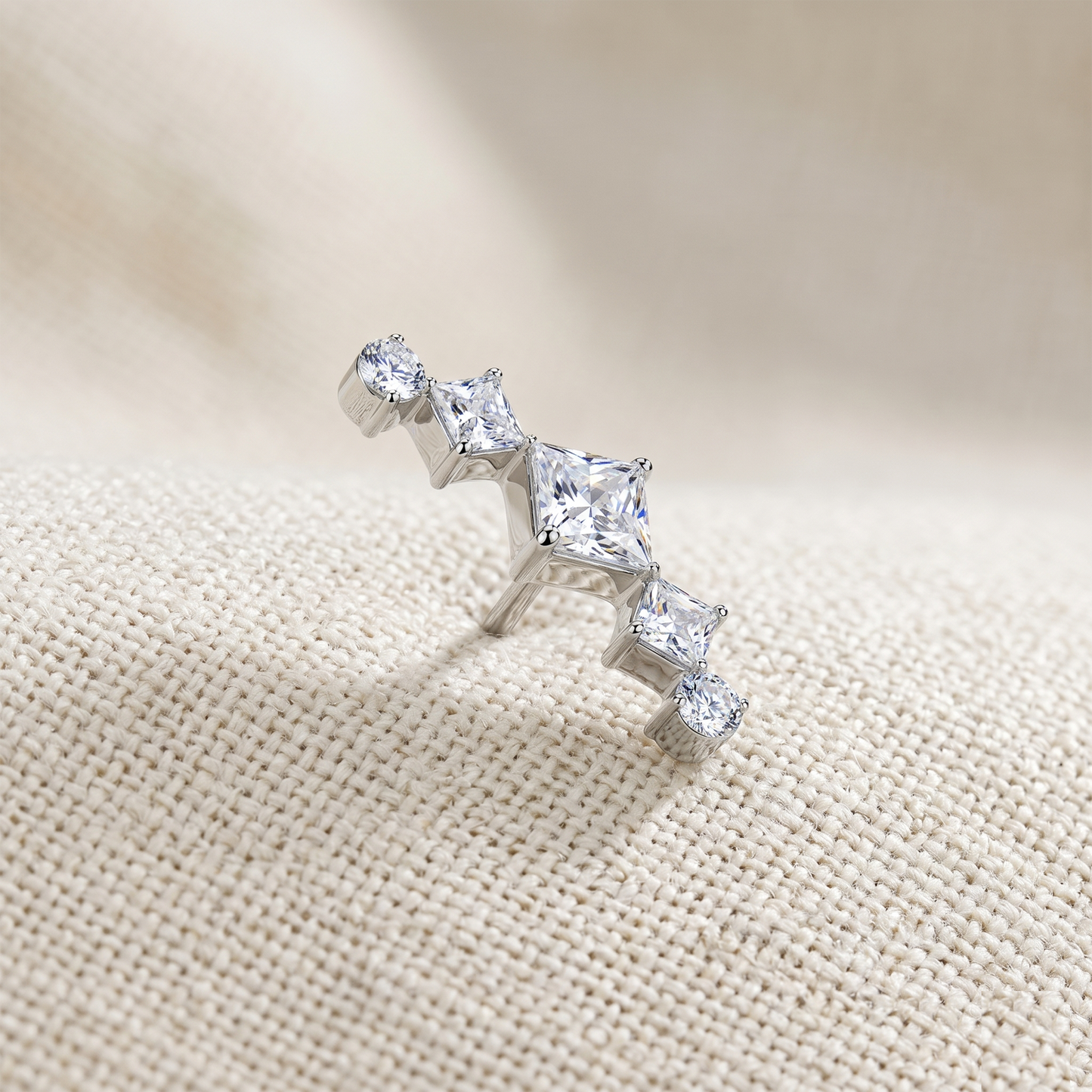 Titanium Triple Diamond Round CZ Threadless Top
