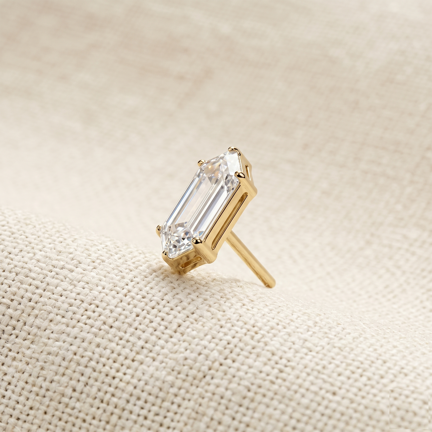 Titanium Elongated Hexagon CZ Threadless Top