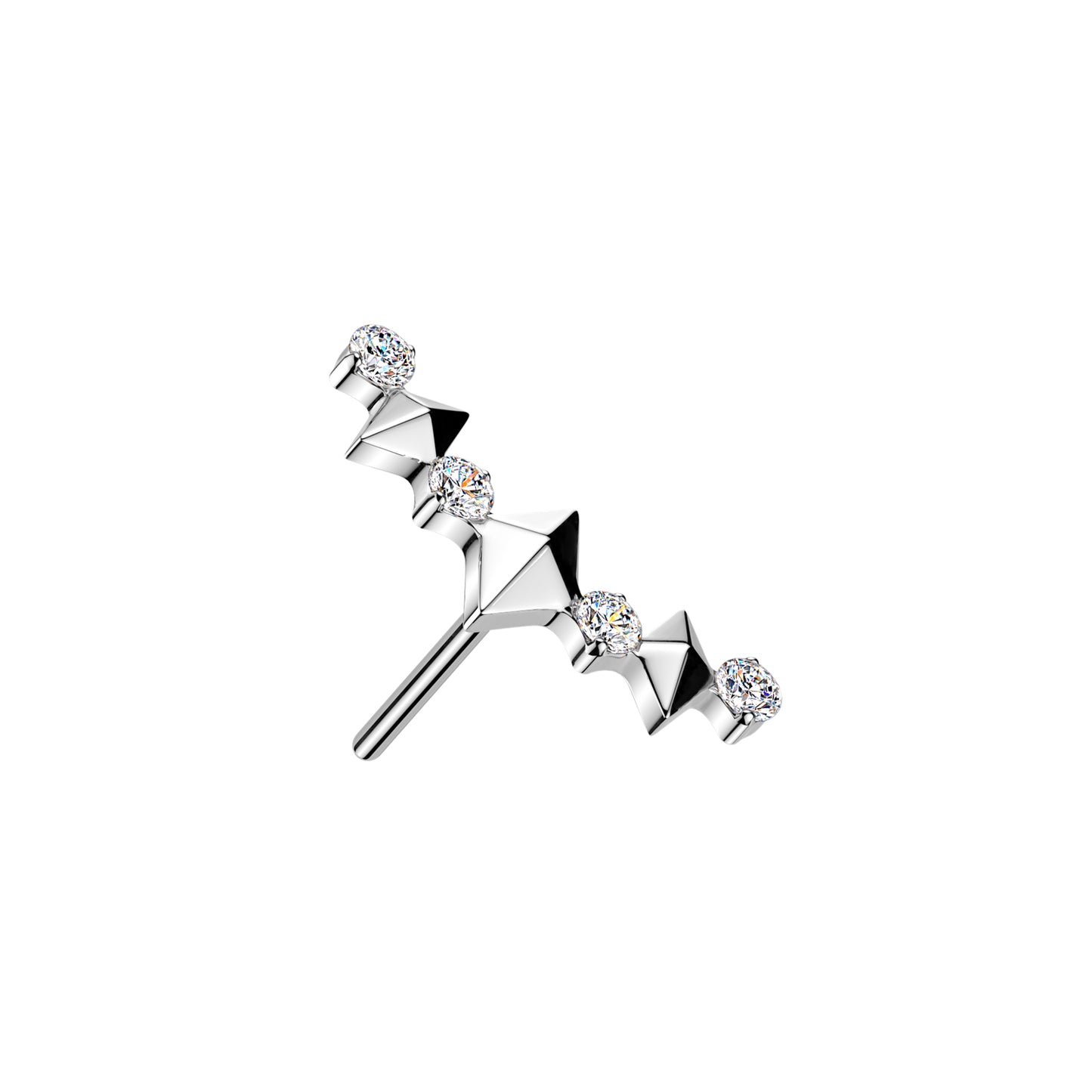 Titanium Spike and CZ Curved Climber Threadless Top