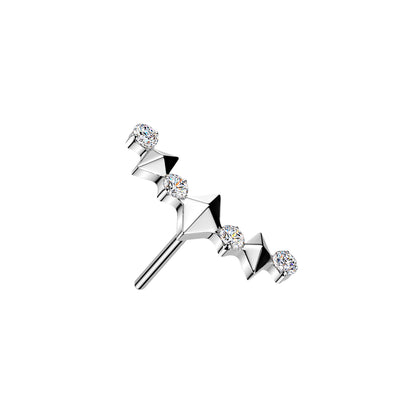 Titanium Spike and CZ Curved Climber Threadless Top