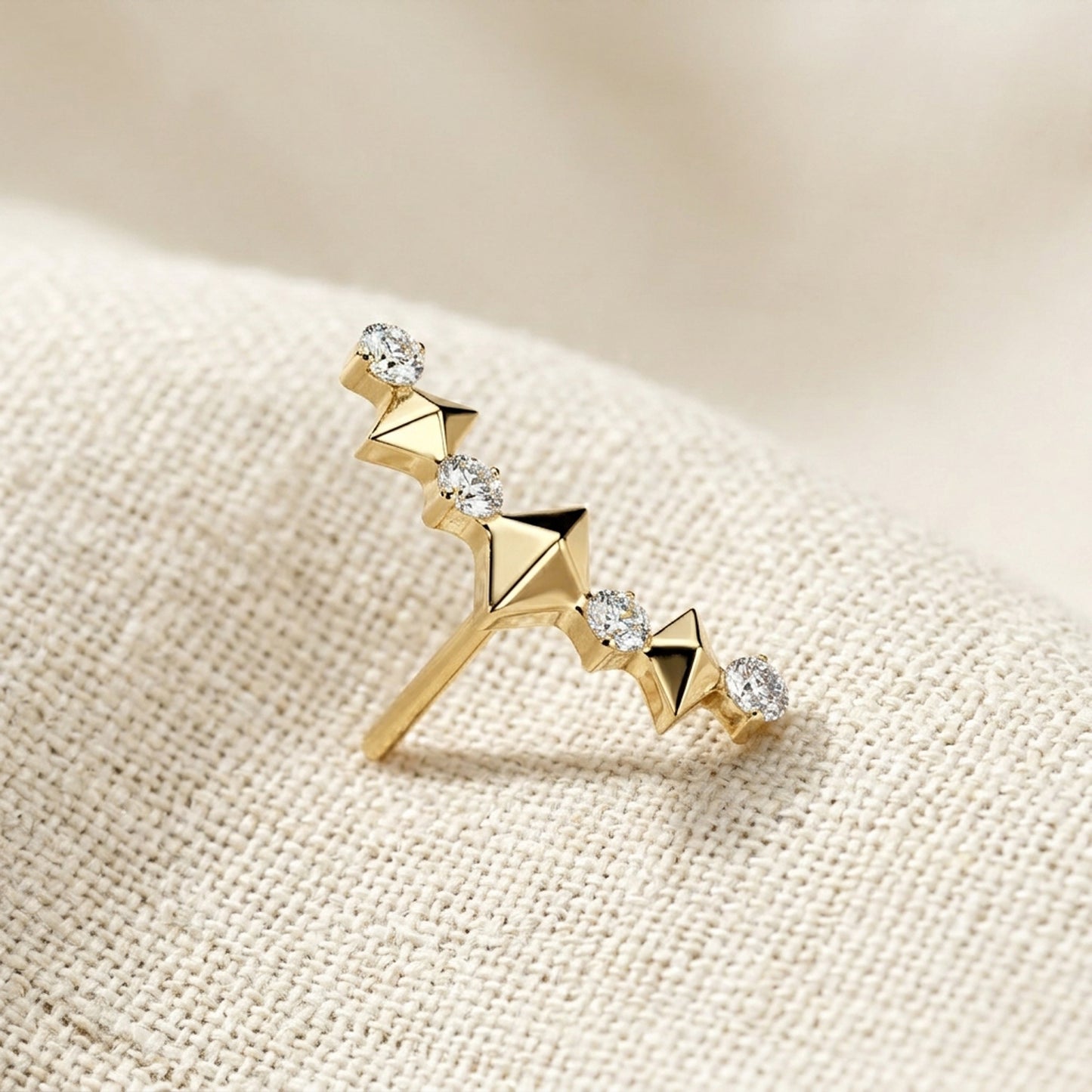 Titanium Spike and CZ Curved Climber Threadless Top