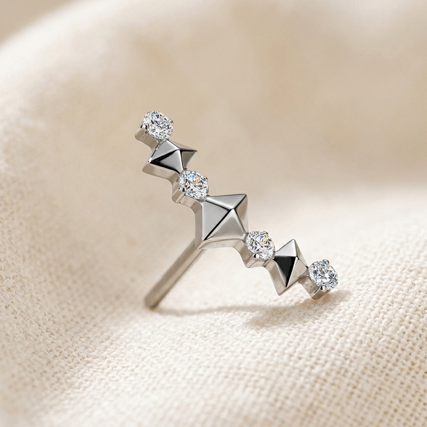 Titanium Spike and CZ Curved Climber Threadless Top