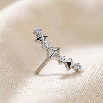 Titanium Spike and CZ Curved Climber Threadless Top