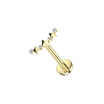 Titanium Spike and CZ Curved Climber Threadless Flat Back Stud