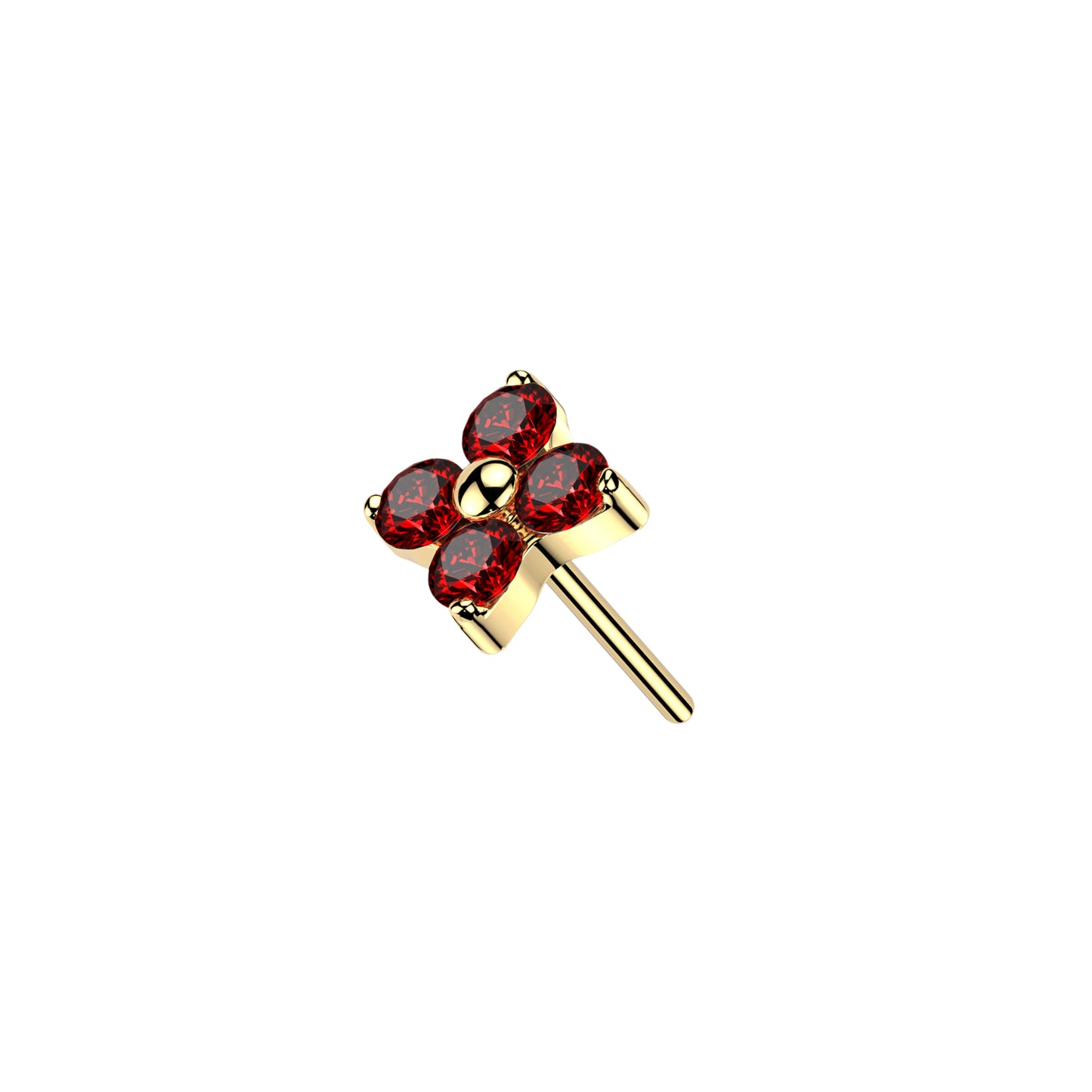 Titanium 4 Stone CZ Flower Threadless Top