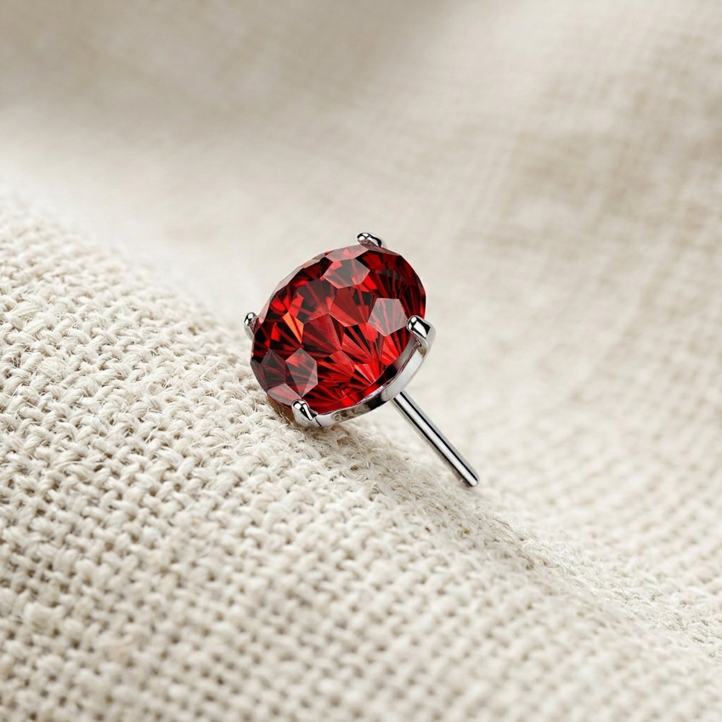 Titanium Firework Cut CZ Prong Threadless Top