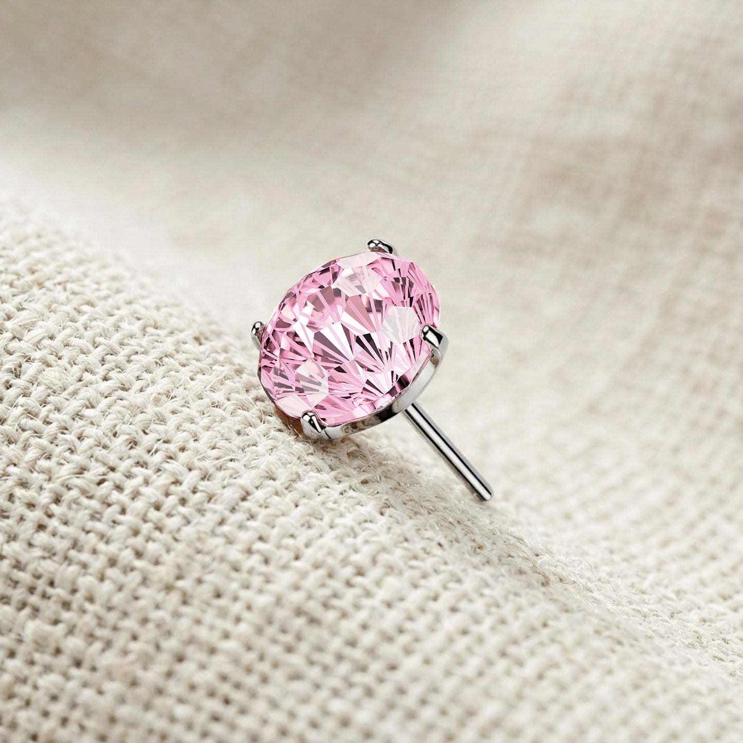Titanium Firework Cut CZ Prong Threadless Top