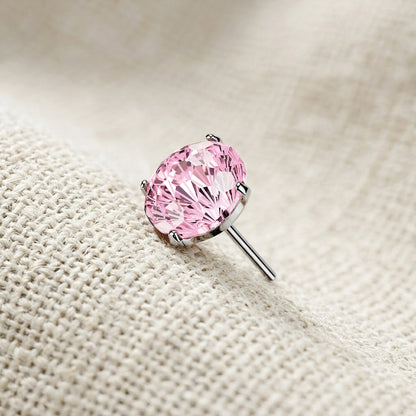 Titanium Firework Cut CZ Prong Threadless Top
