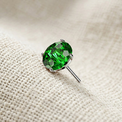 Titanium Firework Cut CZ Prong Threadless Top