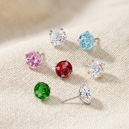 Titanium Firework Cut CZ Prong Threadless Flat Back Stud