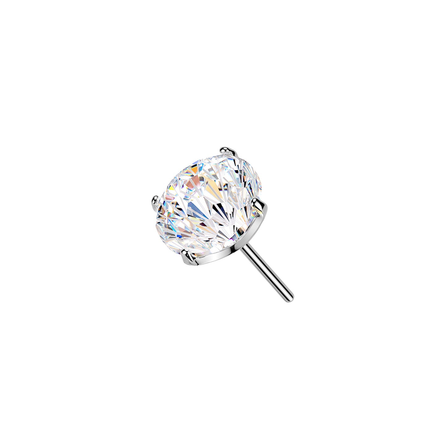 Titanium Firework Cut CZ Prong Threadless Top