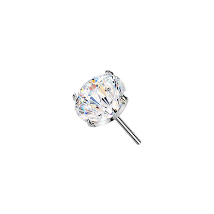 Titanium Firework Cut CZ Prong Threadless Top