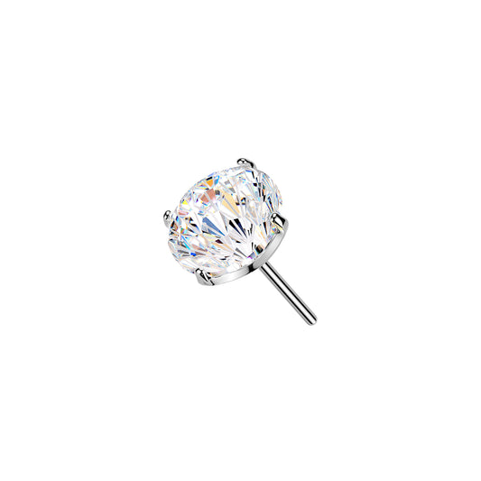 Titanium Firework Cut CZ Prong Threadless Top