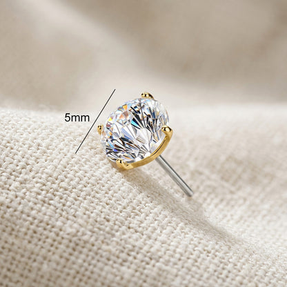 Titanium Firework Cut CZ Prong Threadless Top