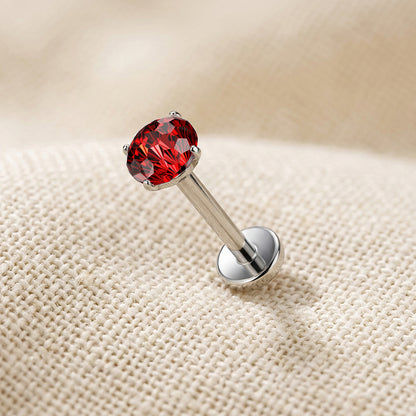 Titanium Firework Cut CZ Prong Threadless Flat Back Stud