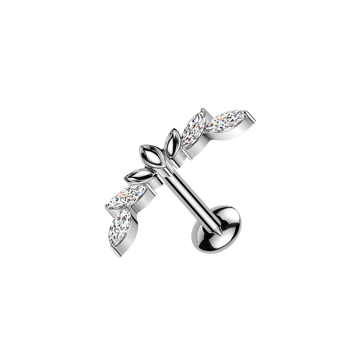Titanium Threaded Marquise CZ Wings Convex Stud