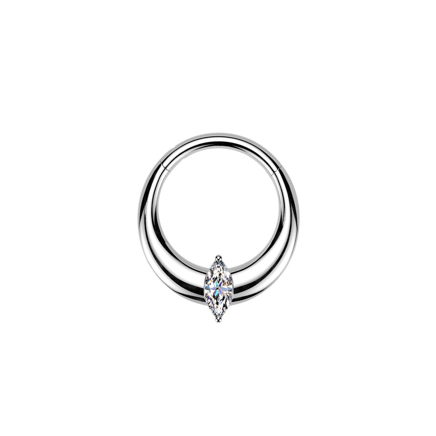 Titanium Marquise CZ Wide Hinged Segment Hoop Ring