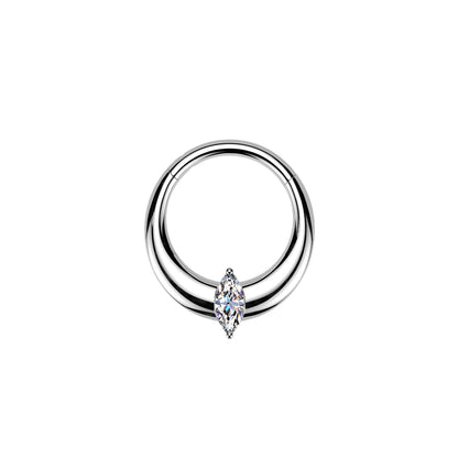 Titanium Marquise CZ Wide Hinged Segment Hoop Ring