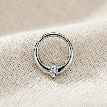 Titanium Marquise CZ Wide Hinged Segment Hoop Ring