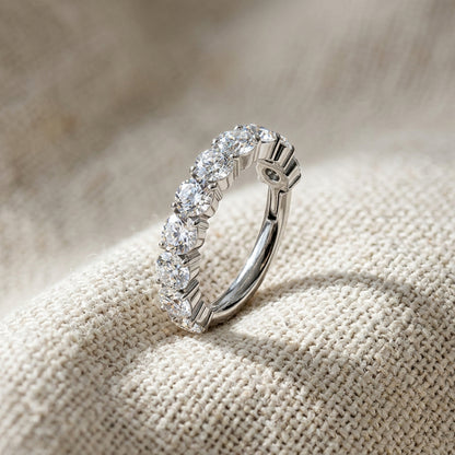 Titanium 10 Stone Moissanite Prong Hinged Segment Hoop Ring