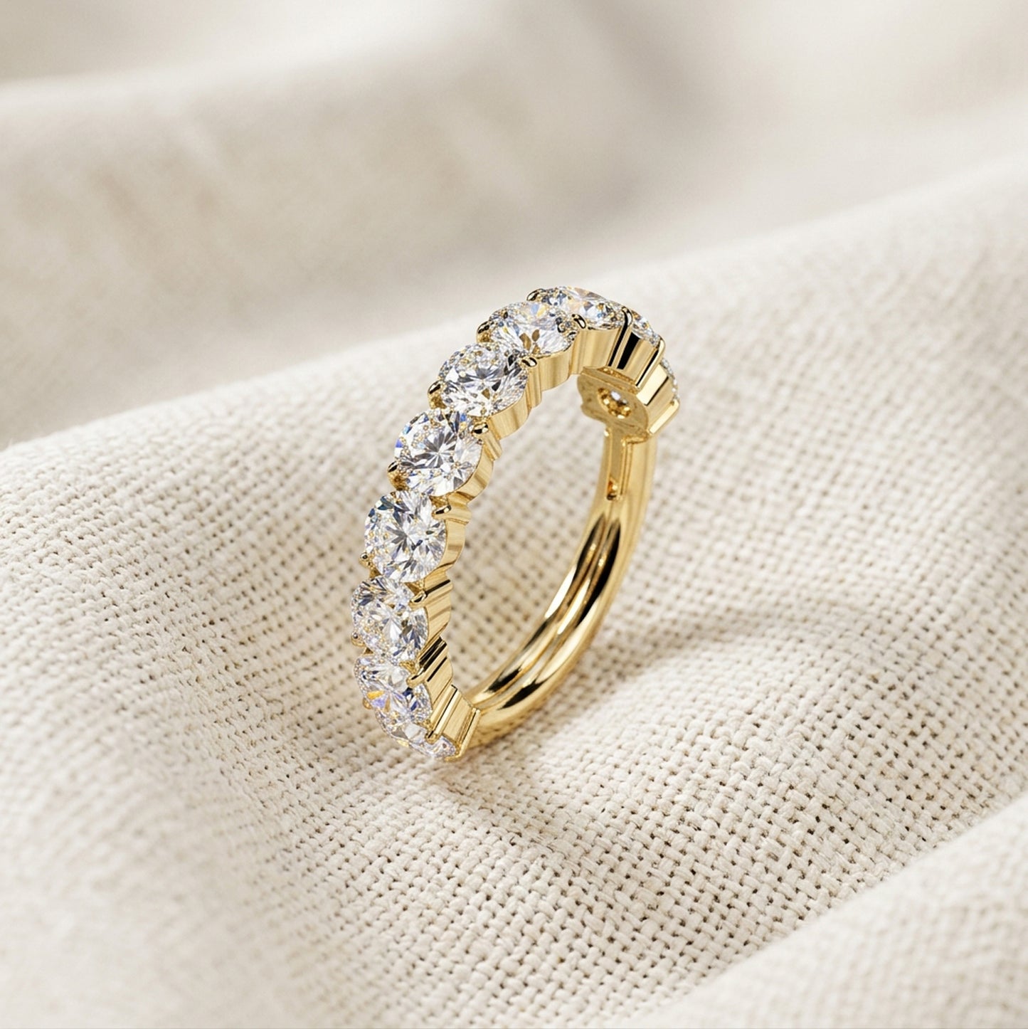 Titanium 10 Stone Moissanite Prong Hinged Segment Hoop Ring