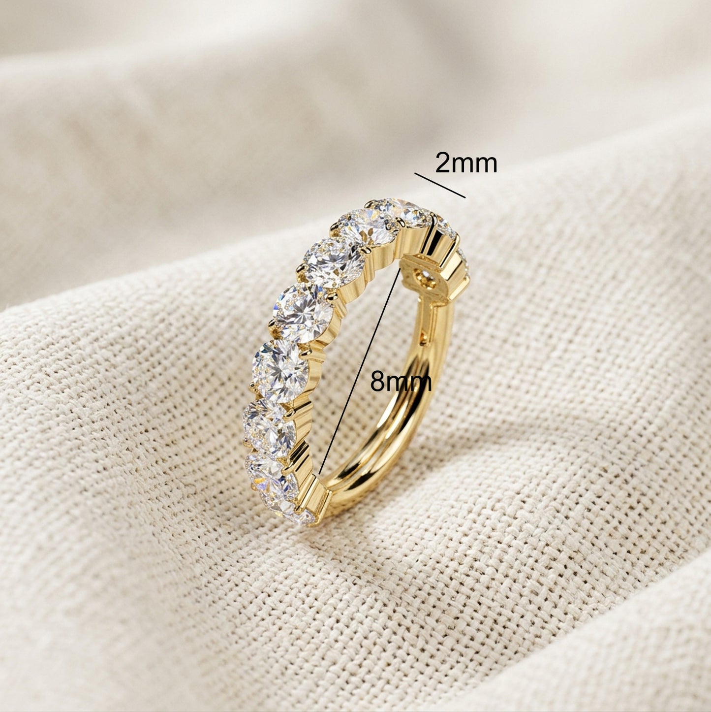 Titanium 10 Stone Moissanite Prong Hinged Segment Hoop Ring